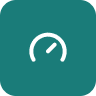 Speedometer icon on green square background