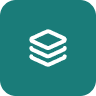 Stacked layers symbol on teal background