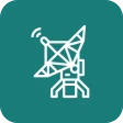 Satellite dish icon on green background